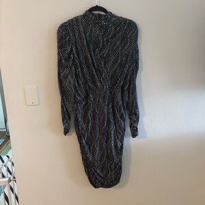 HM Elegant Black and White Polka Dot Dress- L